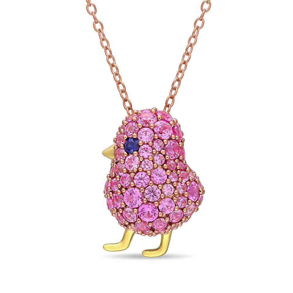 Chick Necklace with Lab-Created Blue and Pink Sapphire in Rose Gold product photo