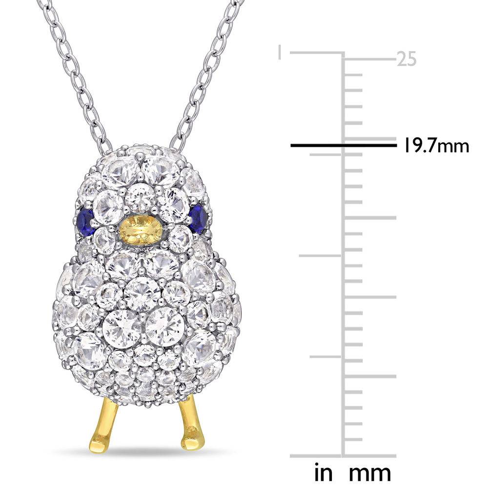 Chick Necklace with Lab-Created Blue and White Sapphire in Sterling Silver with Gold Plated details-5 product photo