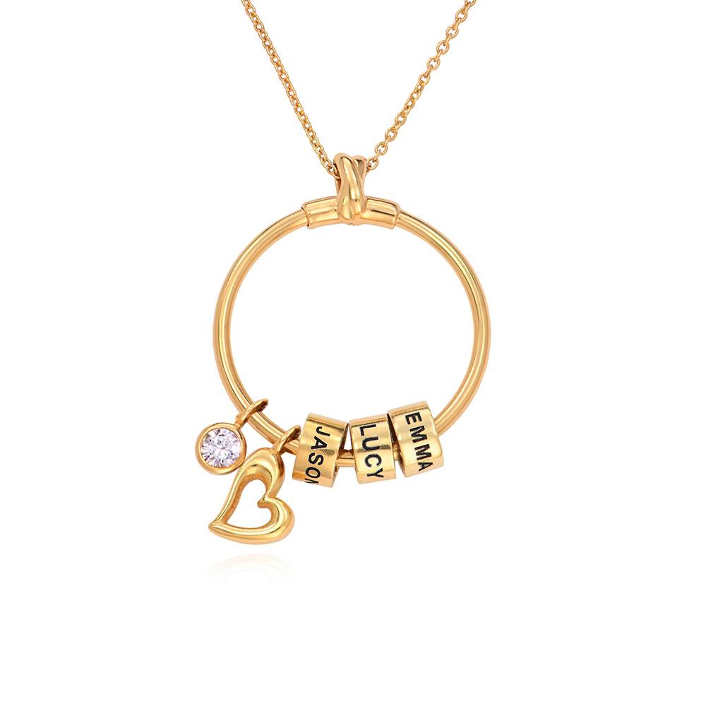 Collar Linda™ con Colgante Circular con Hoja y Perlas Personalizadas en Oro Vermeil foto de producto