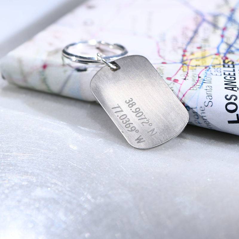 Coordinates Keychain in Stainless Steel product photo