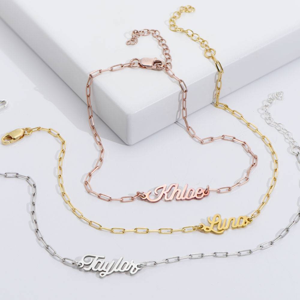 Custom Paperclip Name Bracelet/Anklet in Gold Plating-4 product photo
