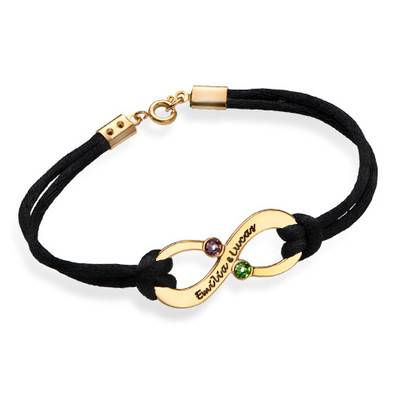 Couple's Infinity Bracelet with Birthstones - 18ct Gold Plating-2 product photo