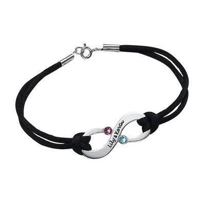 Couple's Infinity Bracelet with Birthstones in Sterling Silver-1 product photo