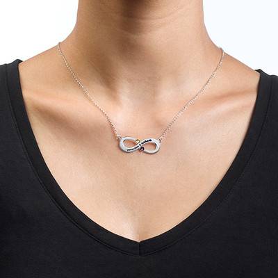 Couple's Infinity Necklace with Birthstones-2 product photo