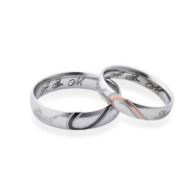 Couple's Promise Ring Set - Half Hearts product photo