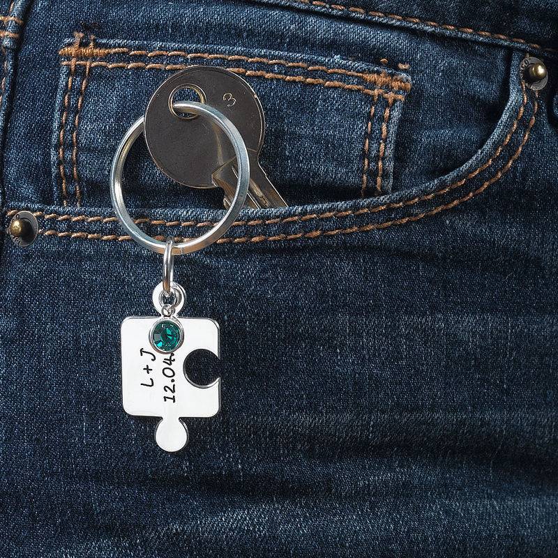 Couple's Puzzle Keychain Set with Crystal-6 product photo