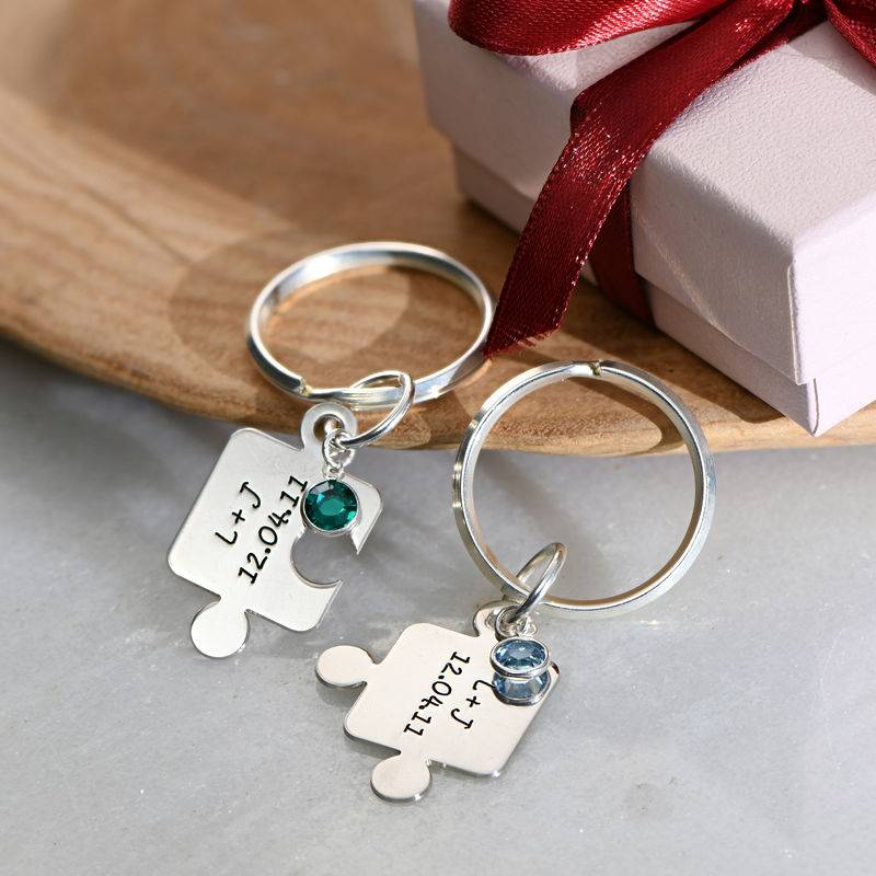 Couple's Puzzle Keychain Set with Crystal-5 product photo