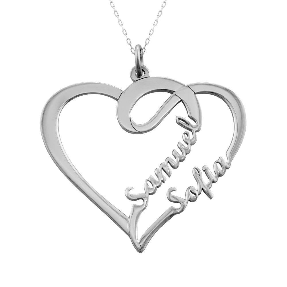 Couple Heart Necklace in 10k White Gold-1 product photo