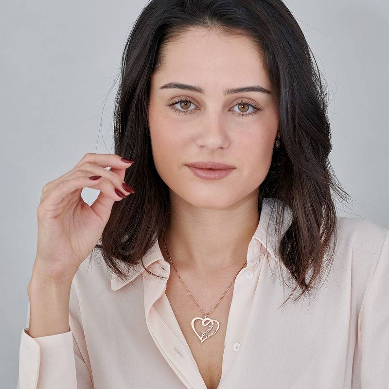Couple Heart Necklace – Yours Truly Collection in 18ct Rose Gold Plating-4 product photo