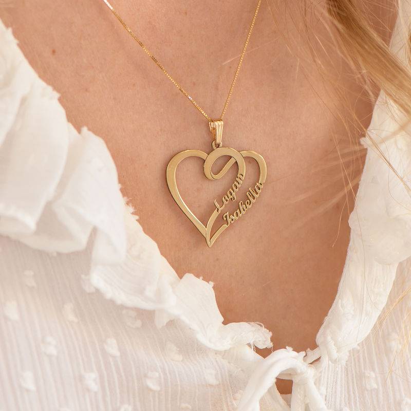 Kæreste halskæde med hjerte og navn i forgyldt sølv-4 produkt billede