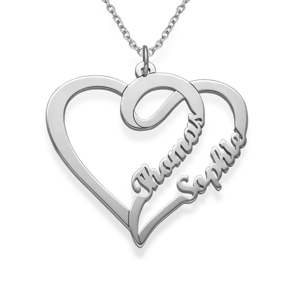 Kæreste halskæde med hjerte og navn i sølv-1 produkt billede