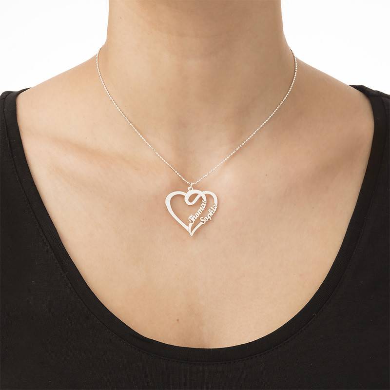 Kæreste halskæde med hjerte og navn i sølv-2 produkt billede