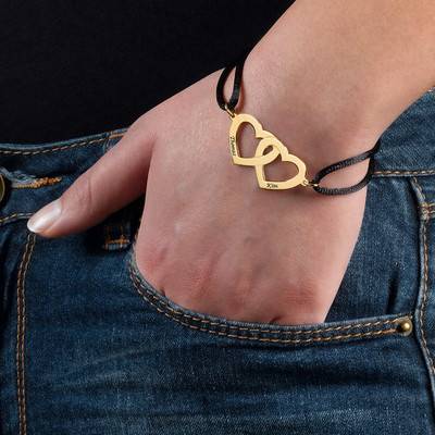 Couples Heart Charm Bracelet in Gold Plating product photo