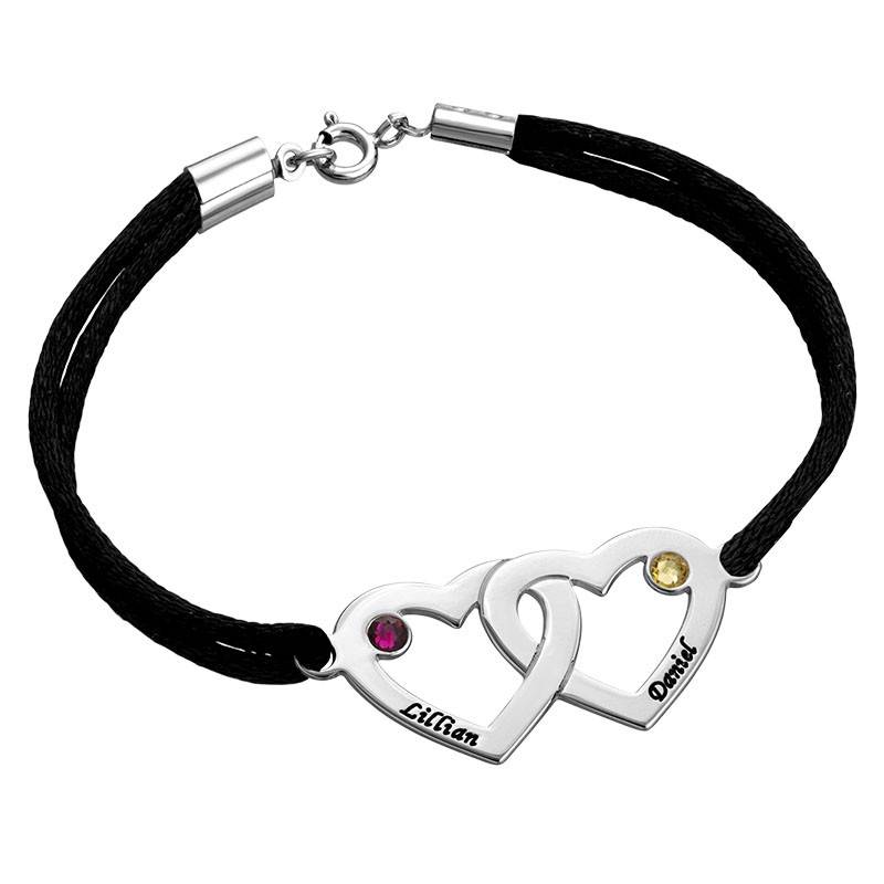 Couples Heart Charm Bracelet with Birthstones-3 product photo