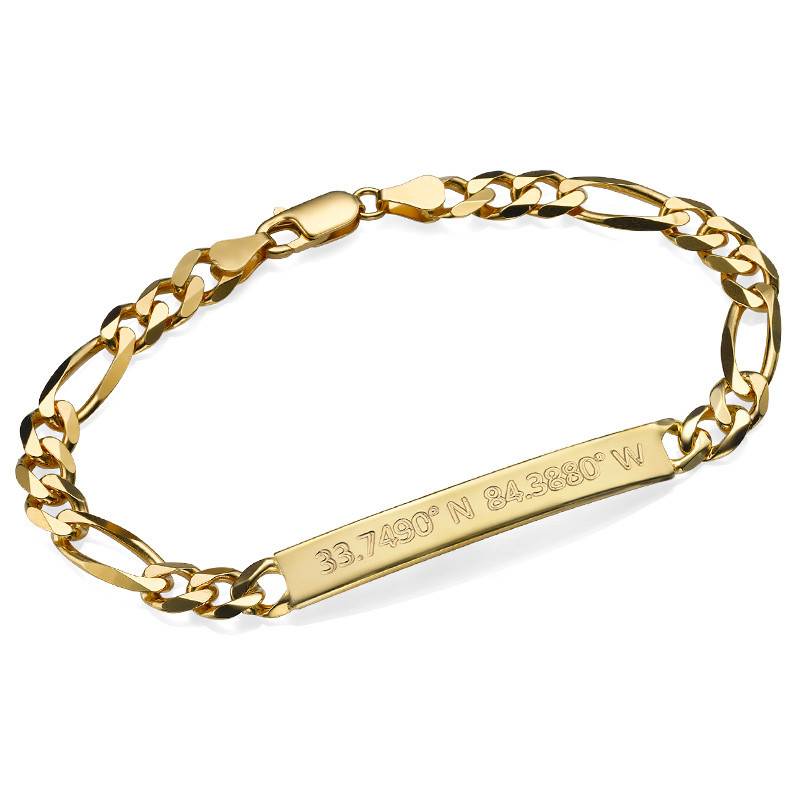 Cuban Curb Coordinates Bar Bracelet for Men in Gold Plating product photo
