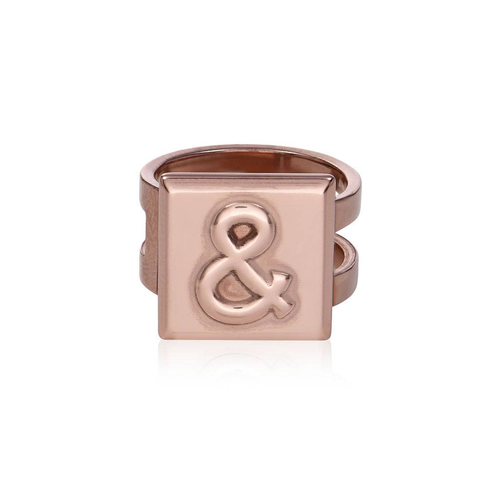 Domino ™ Unisex Cubic Initial Ring in 18ct Rose Gold Vermeil-3 product photo