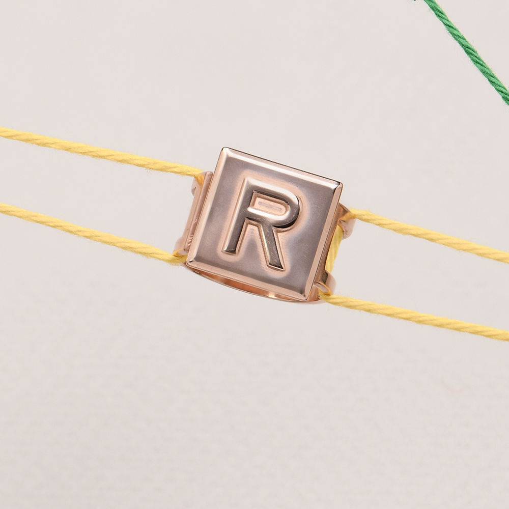 Domino ™ Unisex Cubic Initial Ring in 18ct Rose Gold Vermeil-1 product photo