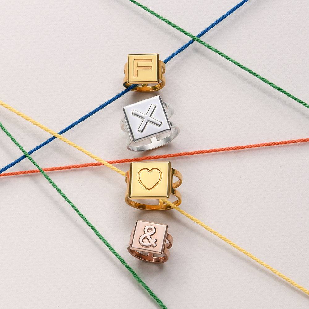Domino ™ uniseks Kubus ring in 18k rosé goud vermeil-1 Productfoto