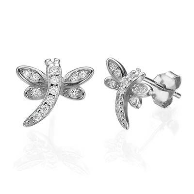 Cubic Zirconia Dragonfly Stud Earrings product photo