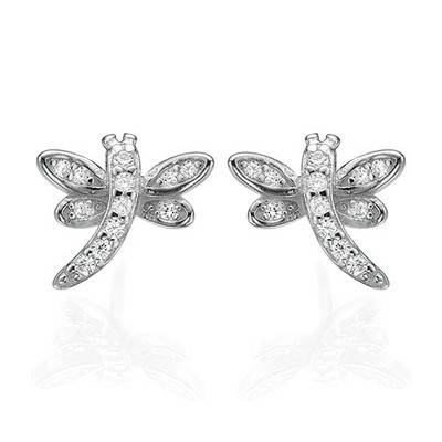 Cubic Zirconia Dragonfly Stud Earrings-2 product photo