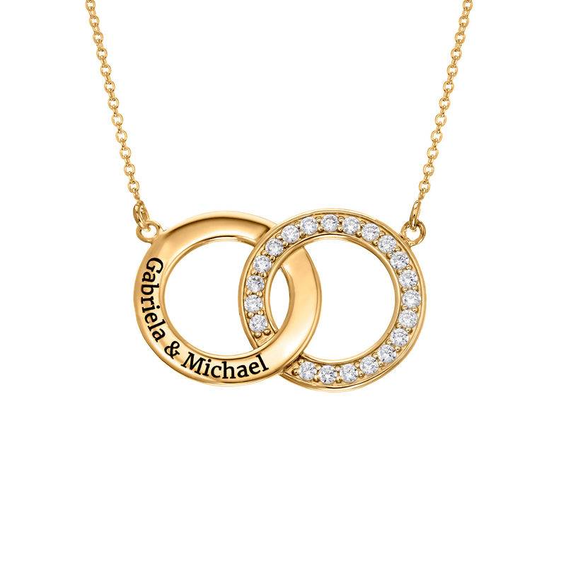 Cubic Zirconia Interlocking Circle Necklaces in 18k Gold Vermeil product photo