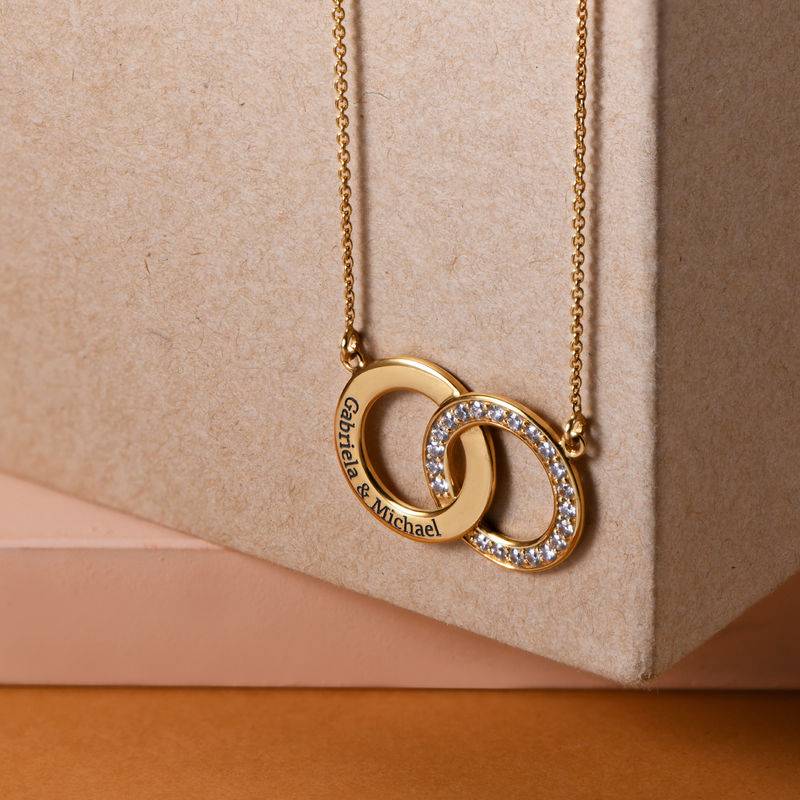 Cubic Zirconia Interlocking Circle Necklaces in 18k Gold Vermeil product photo
