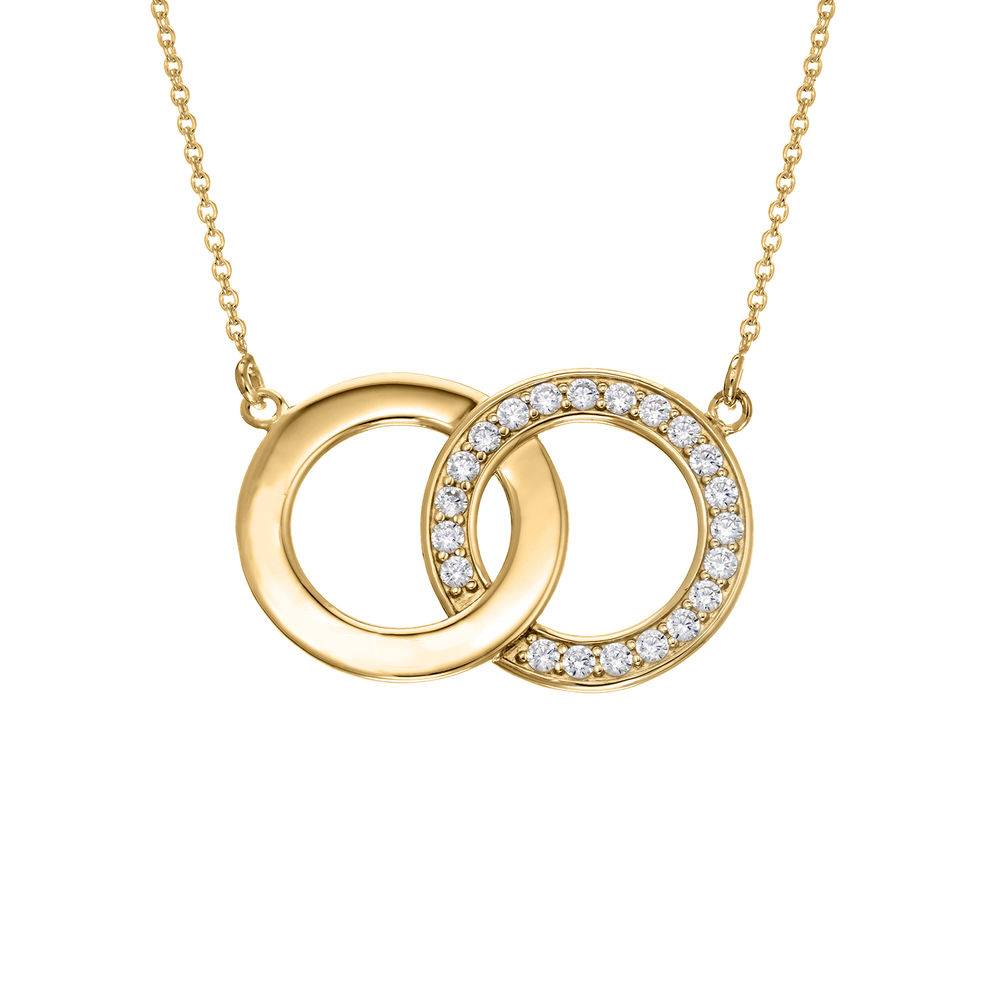 Cubic Zirconia Halsband med Sammankopplade Cirklar i Guldplätering med Förskrivet Gåvokort-2 produktbilder
