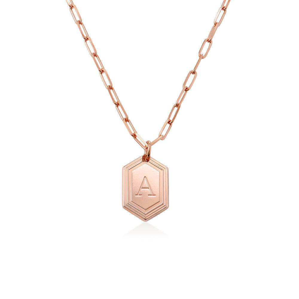 Cupola Link Chain Initial Necklace in 18k Rose Gold Plating product photo