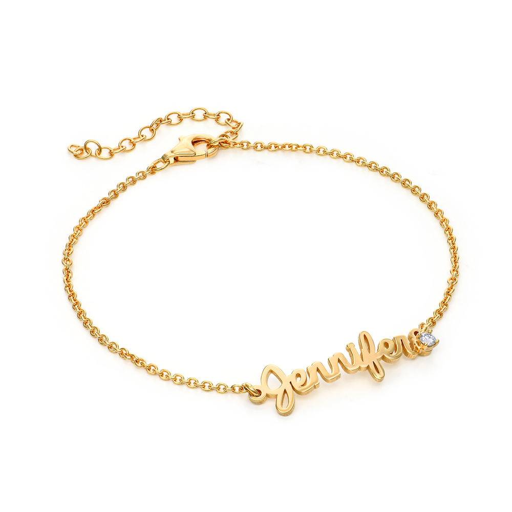 Cursive Name Bracelet in Gold Plating with Diamond-2 product photo
