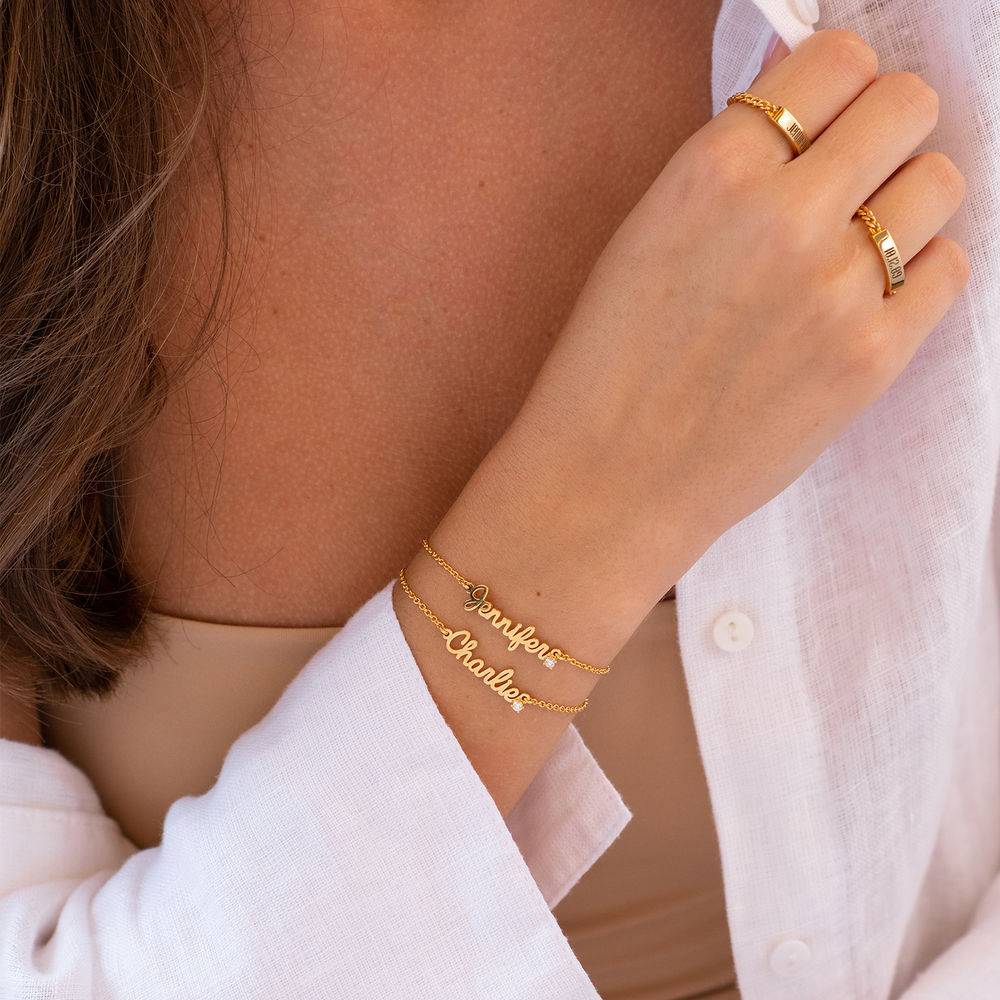 Cursive Name Bracelet with Diamond in 18ct Gold Plating-2 product photo