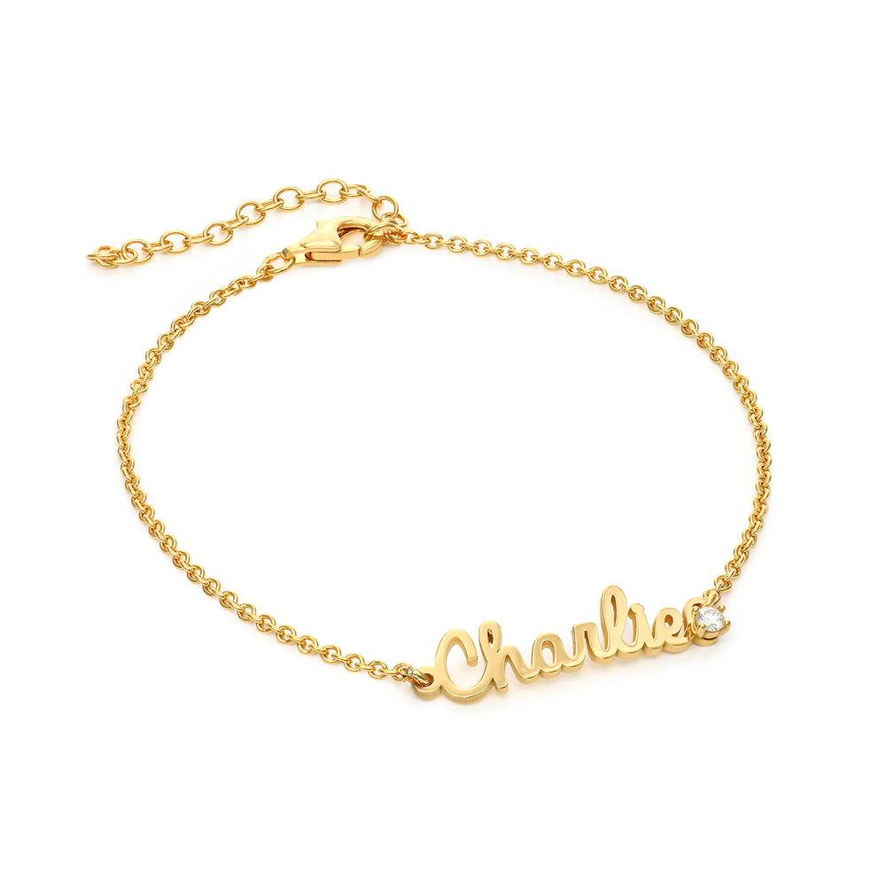 Cursive Name Bracelet in Gold Vermeil with Diamond product photo