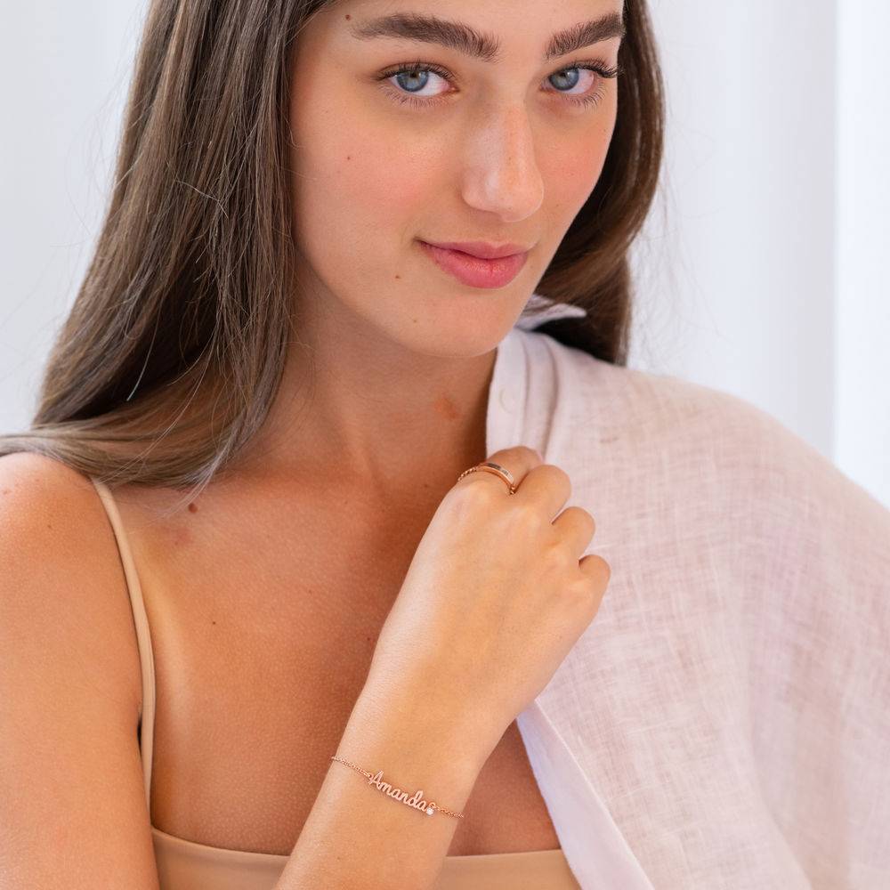 Cursieve Naam Armband met Diamant in 18k Rosé Goud Verguld-1 Productfoto