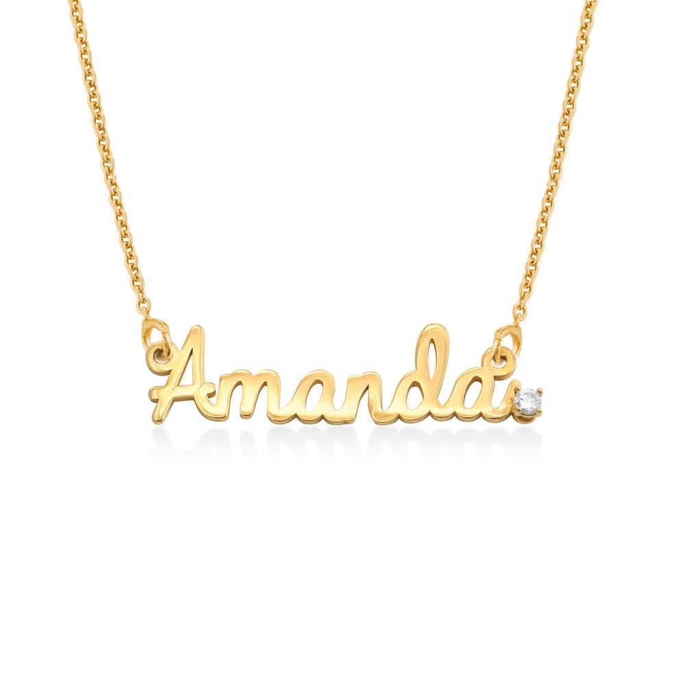 Cursive Name Necklace with Diamond in 18ct Gold Plating product photo