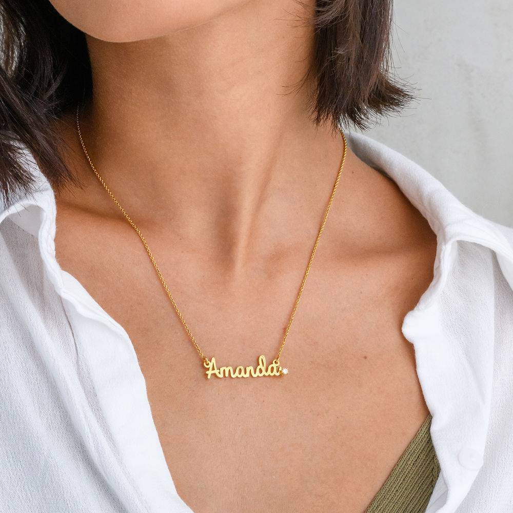 Personalised Cursive Name Necklace with Diamond in 18ct Gold Plating | MYKA
