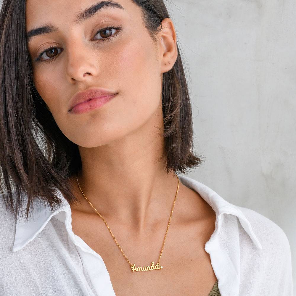 Personalised Cursive Name Necklace with Diamond in 18ct Gold Plating | MYKA