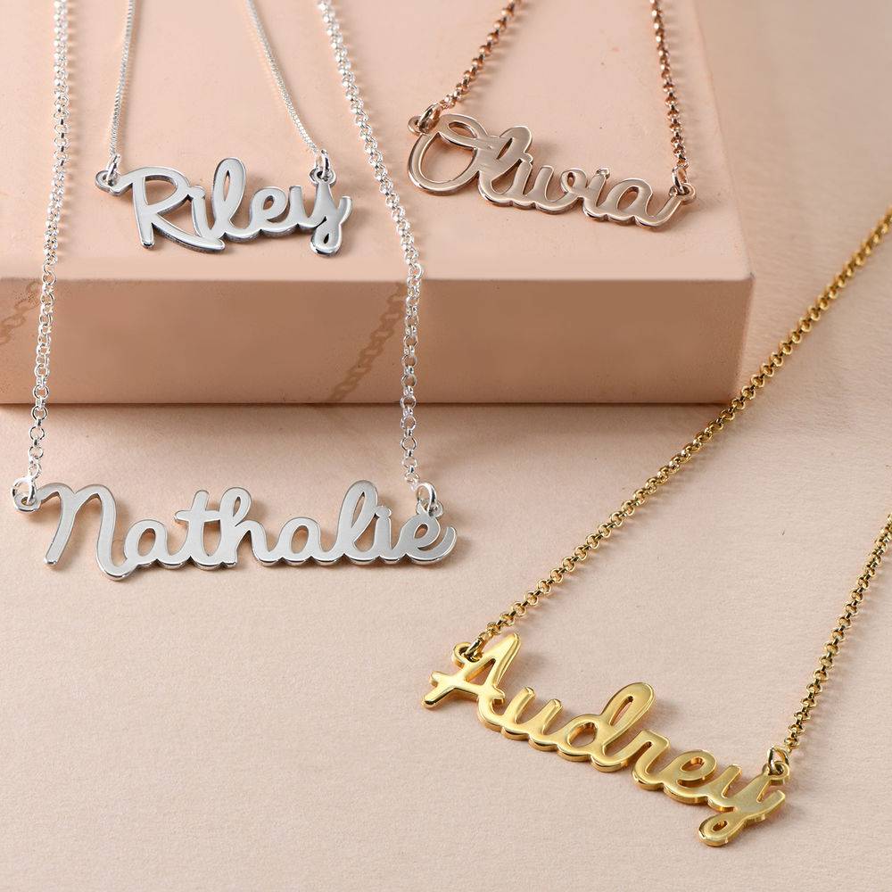 Personalized Cursive Name Necklace in Rose Gold Plating product photo