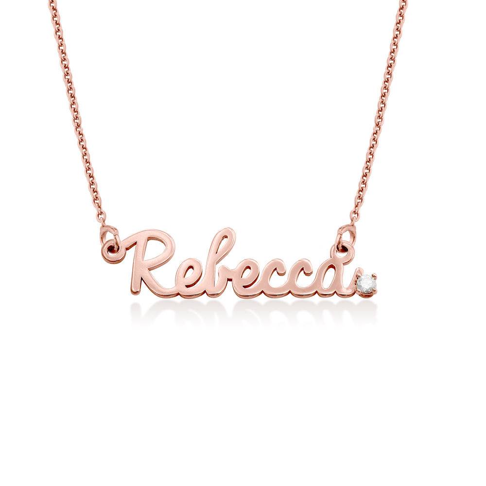Cursive Name Necklace with Diamond in 18ct Rose Gold Plating product photo