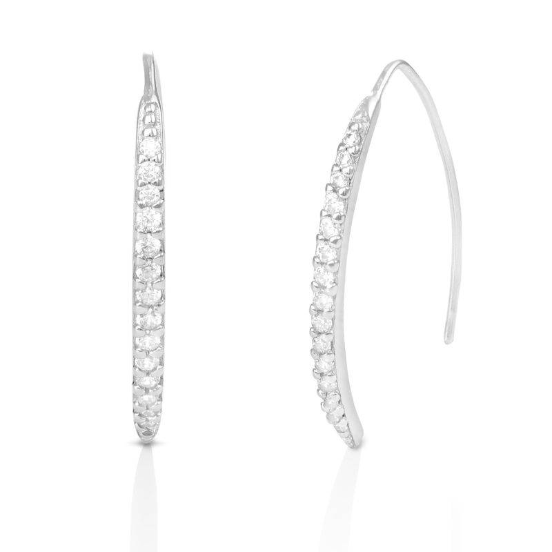 Sterling zilveren gebogen bar oorstekers met Zirkonia-2 Productfoto