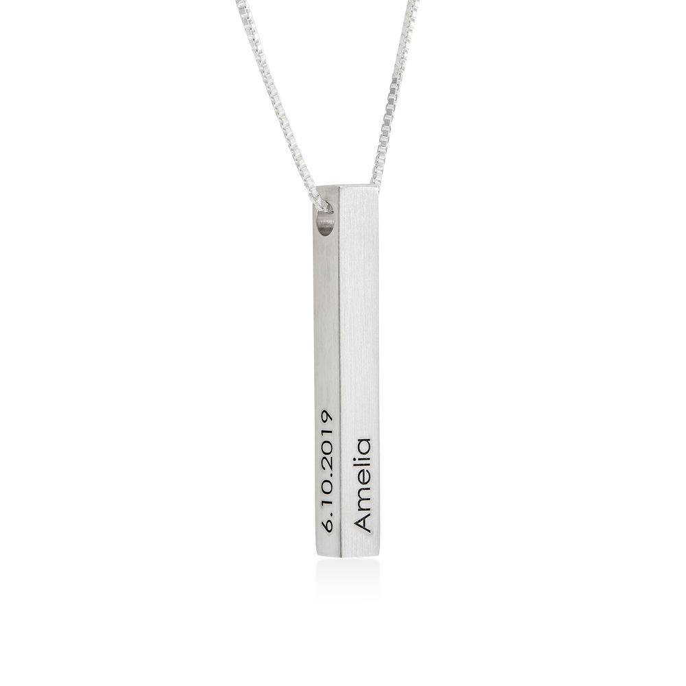 Custom 3D Bar Necklace Matte in Sterling Silver-3 product photo