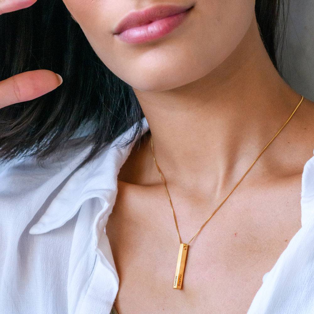 Custom 3D Bar Necklace Matte - Gold Plated-2 product photo