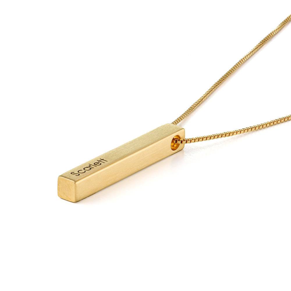 Custom 3D Bar Necklace Matte in Gold Vermeil-3 product photo
