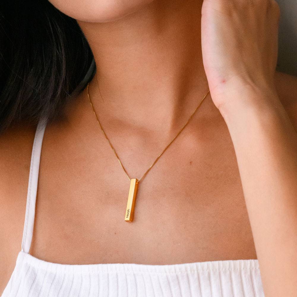Custom 3D Bar Necklace Matte in Gold Vermeil-4 product photo