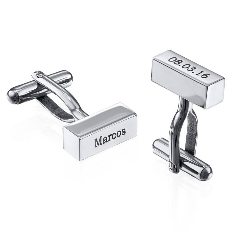 Custom Bar Cufflinks with Engraving in Stainless Steel product photo