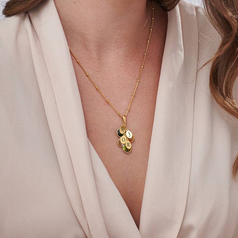 Fødselsstein smykke til mamma med bokstav anheng i gull-vermeil-3 produktbilde