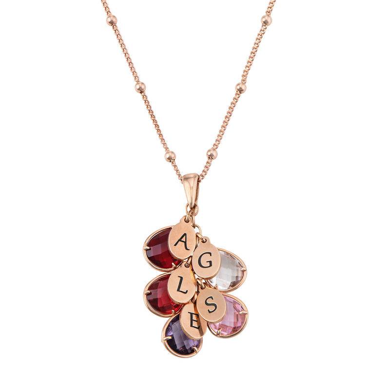 Custom Birthstone Drop Necklace for Mum in Rose Gold Plating product photo