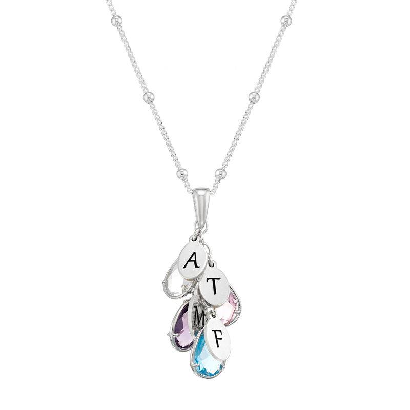 Grapes Birthstone Initials Drop Necklace for Mom in Sterling Silver product photo