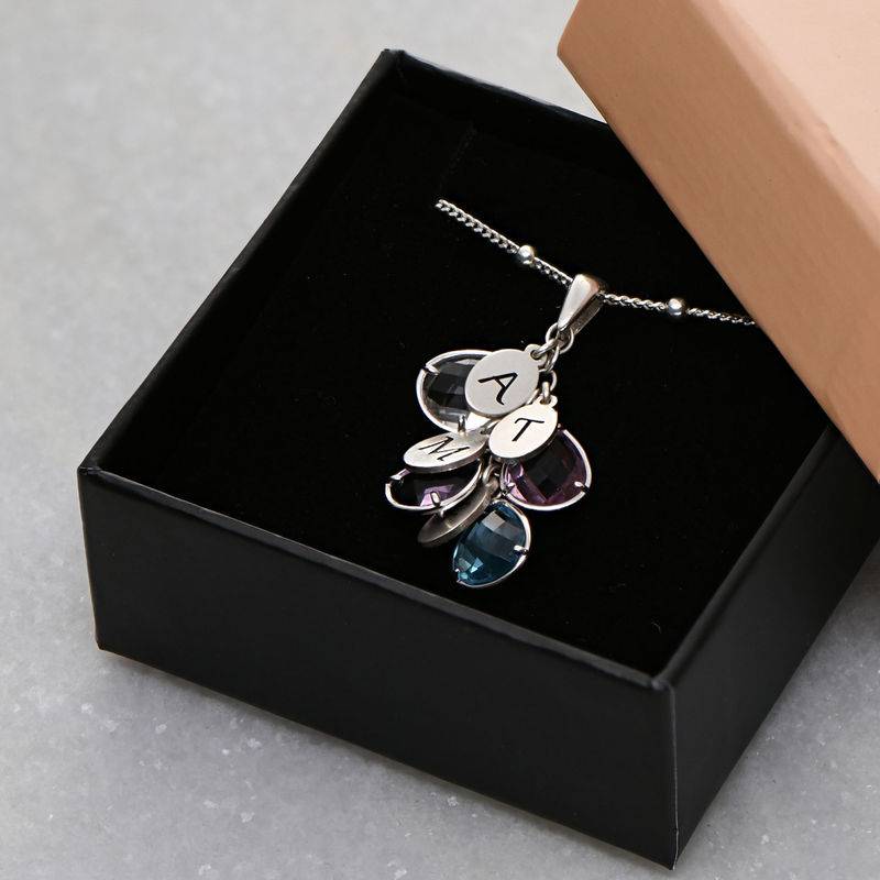 Custom Birthstone Drop Necklace for Mom in Silver product photo