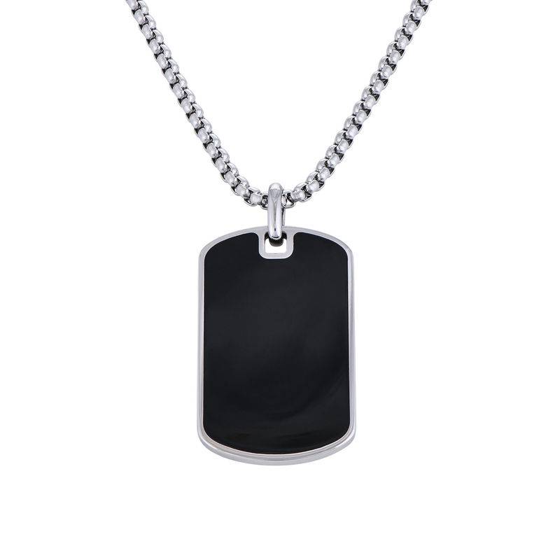 Custom Black Dog Tag Necklace for Men in Stainless Steel-1 product photo