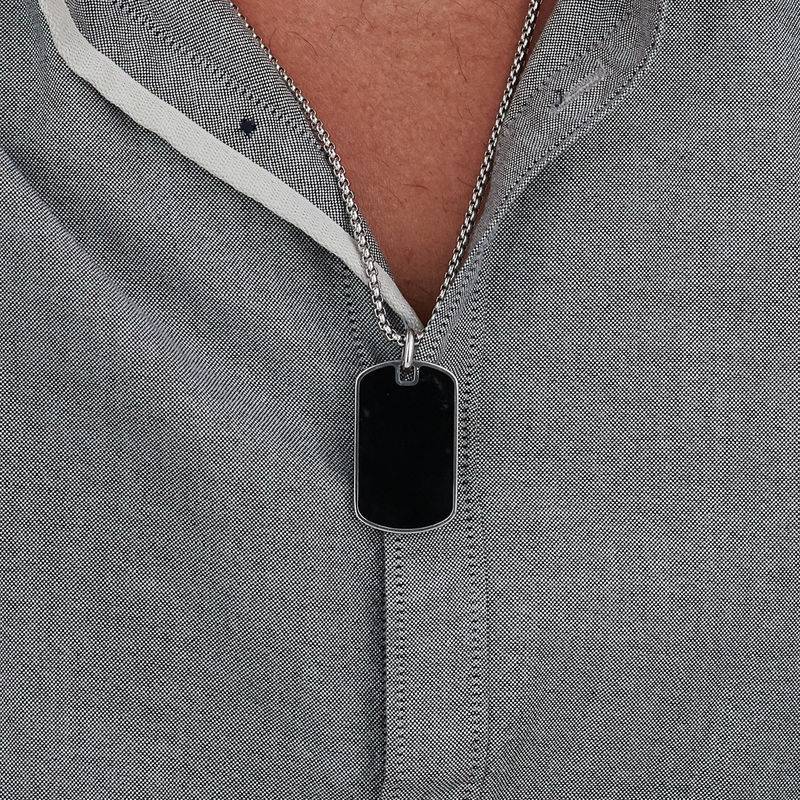 Custom Black Dog Tag Necklace for Men in Stainless Steel-4 product photo