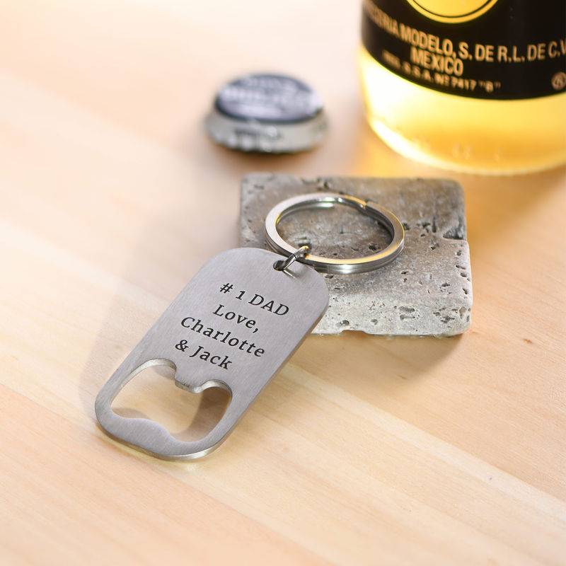 Schlüsselanhänger mit personalisiertem  Flaschenöffner - Edelstahl-4 Produktfoto